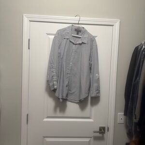 Gloria Vanderbilt Gray Striped Blouse